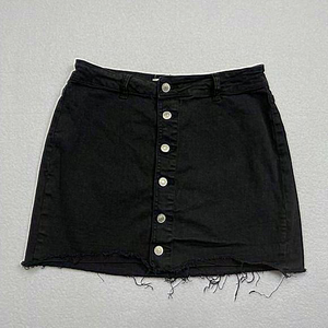 Pacsun Black Button Down Distressed Denim Skirt Size‎ 28
